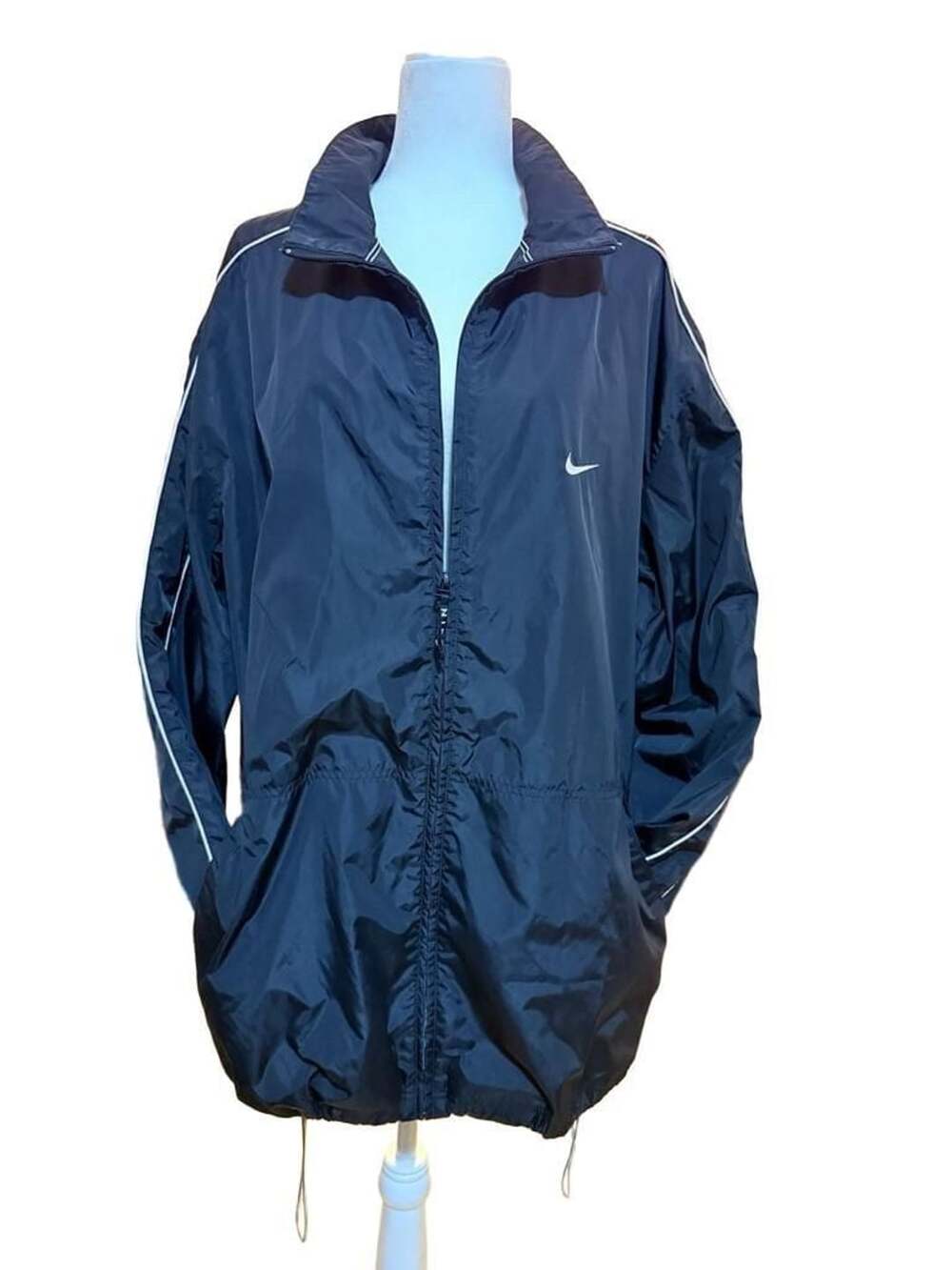Vintage Nike Nylon Track Windbreaker Jacket Navy Blue Size L